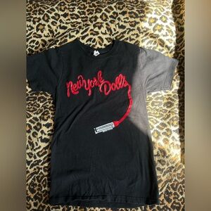 Vintage 2004 New York Dolls Black Graphic Tee with Red Script